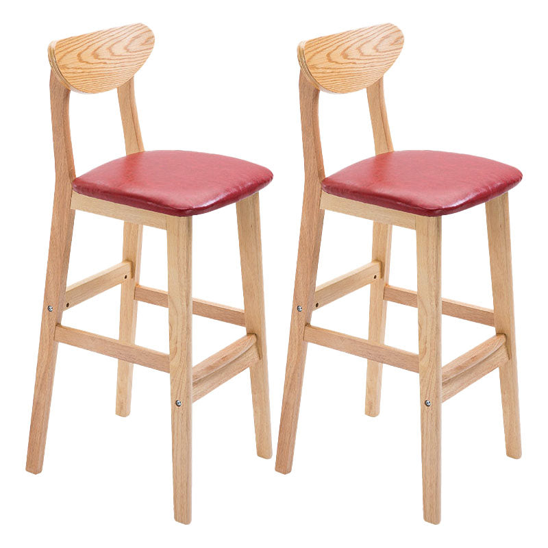 Scandinavian Milk Tea Shop Footrest Stool Matte Finish Solid Wood Bar Stool Red 2 Piece Set Clearhalo 'Bar Furniture' 'Bar Stools' 'bar_stools' 'furn' 'furn_bar_stools' 'Furniture' 'furniture_bar_stools' 'Kitchen & Dining Furniture' 4875639