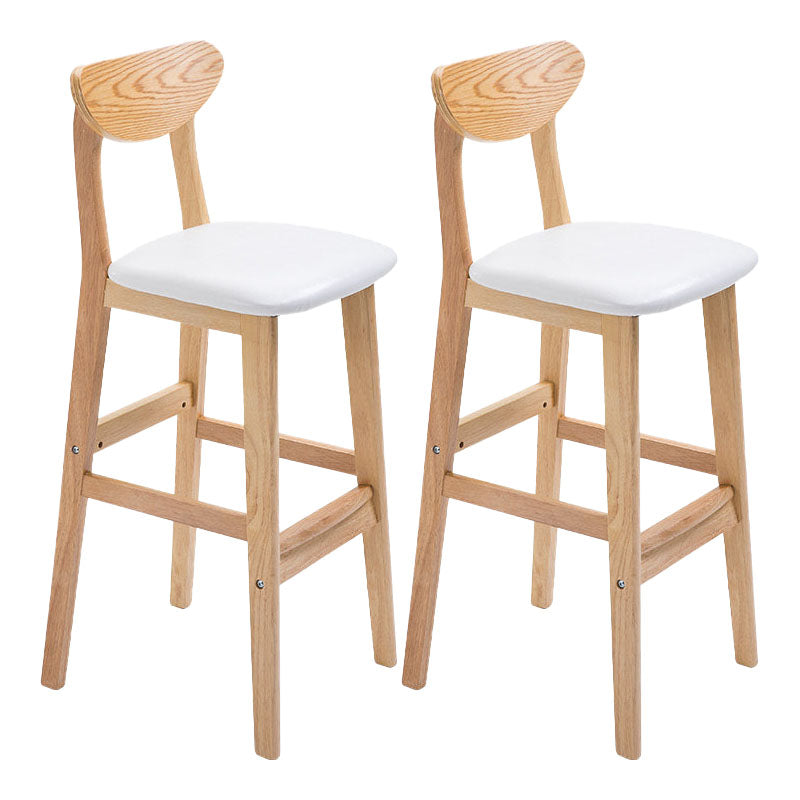 Scandinavian Milk Tea Shop Footrest Stool Matte Finish Solid Wood Bar Stool White 2 Piece Set Clearhalo 'Bar Furniture' 'Bar Stools' 'bar_stools' 'furn' 'furn_bar_stools' 'Furniture' 'furniture_bar_stools' 'Kitchen & Dining Furniture' 4875640