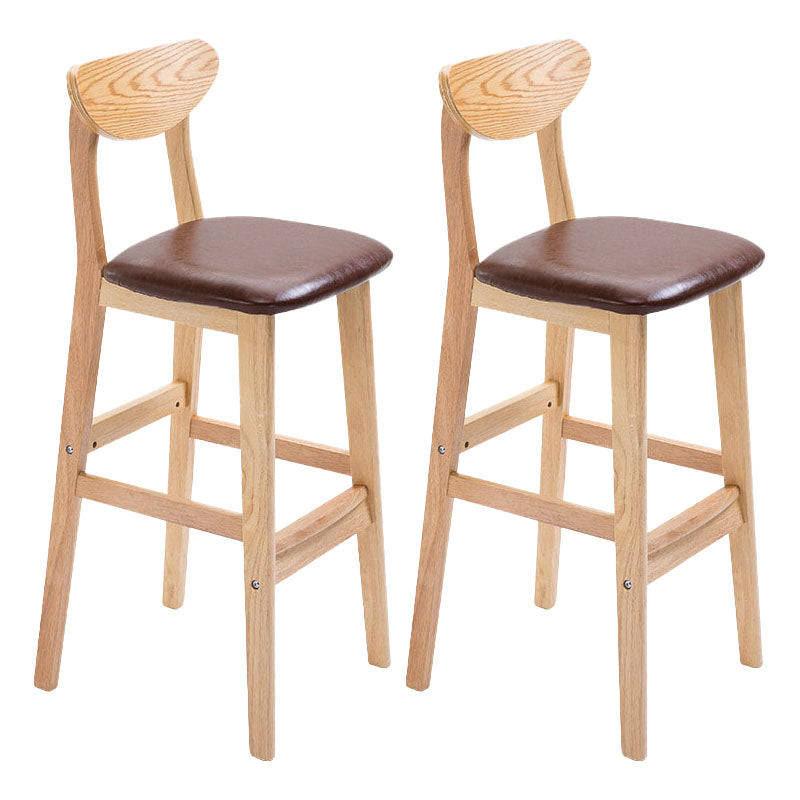 Scandinavian Milk Tea Shop Footrest Stool Matte Finish Solid Wood Bar Stool Brown 2 Piece Set Clearhalo 'Bar Furniture' 'Bar Stools' 'bar_stools' 'furn' 'furn_bar_stools' 'Furniture' 'furniture_bar_stools' 'Kitchen & Dining Furniture' 4875645