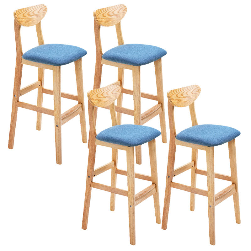 Scandinavian Milk Tea Shop Footrest Stool Matte Finish Solid Wood Bar Stool Blue 4 Piece Set Clearhalo 'Bar Furniture' 'Bar Stools' 'bar_stools' 'furn' 'furn_bar_stools' 'Furniture' 'furniture_bar_stools' 'Kitchen & Dining Furniture' 4875648