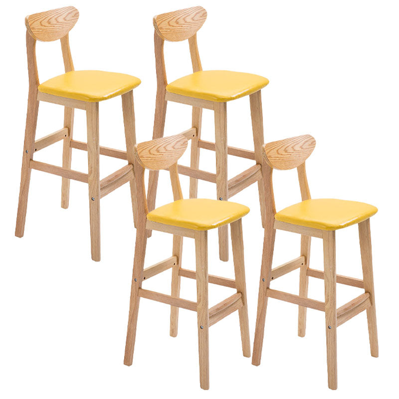 Scandinavian Milk Tea Shop Footrest Stool Matte Finish Solid Wood Bar Stool Yellow 4 Piece Set Clearhalo 'Bar Furniture' 'Bar Stools' 'bar_stools' 'furn' 'furn_bar_stools' 'Furniture' 'furniture_bar_stools' 'Kitchen & Dining Furniture' 4875649