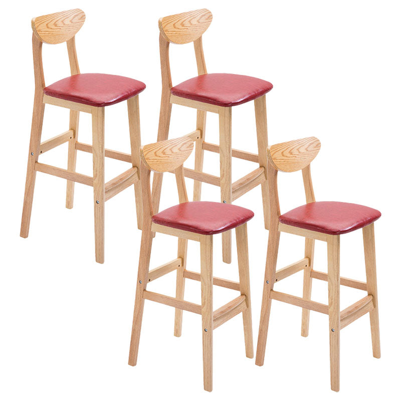 Scandinavian Milk Tea Shop Footrest Stool Matte Finish Solid Wood Bar Stool Red 4 Piece Set Clearhalo 'Bar Furniture' 'Bar Stools' 'bar_stools' 'furn' 'furn_bar_stools' 'Furniture' 'furniture_bar_stools' 'Kitchen & Dining Furniture' 4875651