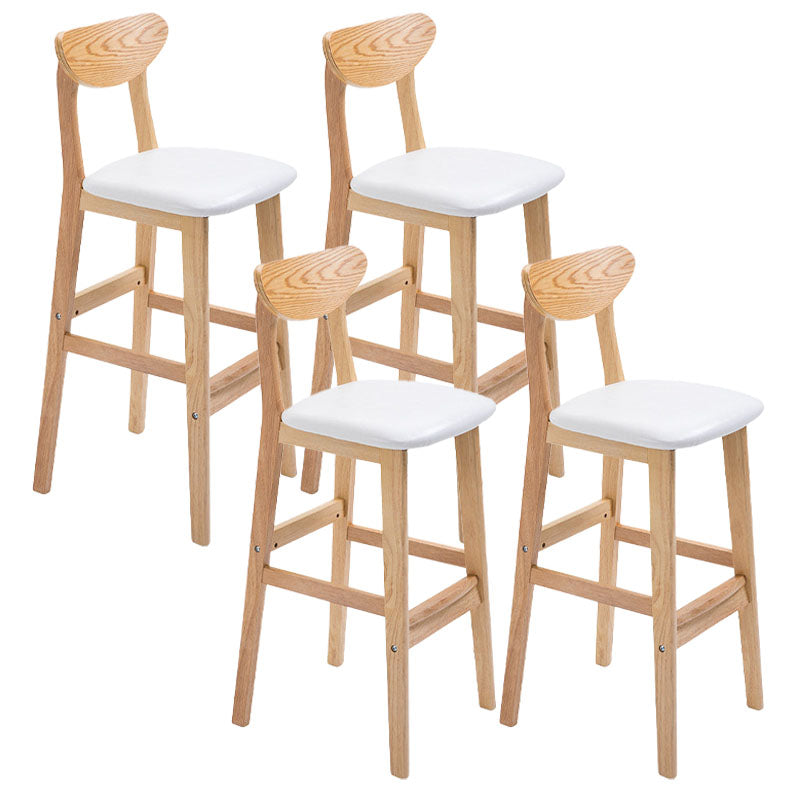 Scandinavian Milk Tea Shop Footrest Stool Matte Finish Solid Wood Bar Stool White 4 Piece Set Clearhalo 'Bar Furniture' 'Bar Stools' 'bar_stools' 'furn' 'furn_bar_stools' 'Furniture' 'furniture_bar_stools' 'Kitchen & Dining Furniture' 4875652