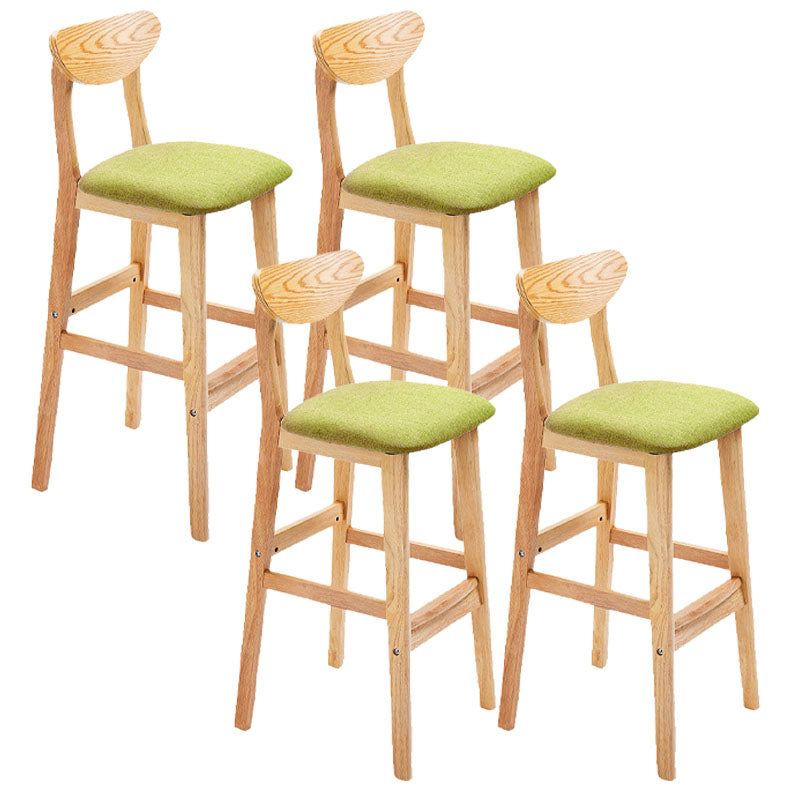 Scandinavian Milk Tea Shop Footrest Stool Matte Finish Solid Wood Bar Stool Green 4 Piece Set Clearhalo 'Bar Furniture' 'Bar Stools' 'bar_stools' 'furn' 'furn_bar_stools' 'Furniture' 'furniture_bar_stools' 'Kitchen & Dining Furniture' 4875655