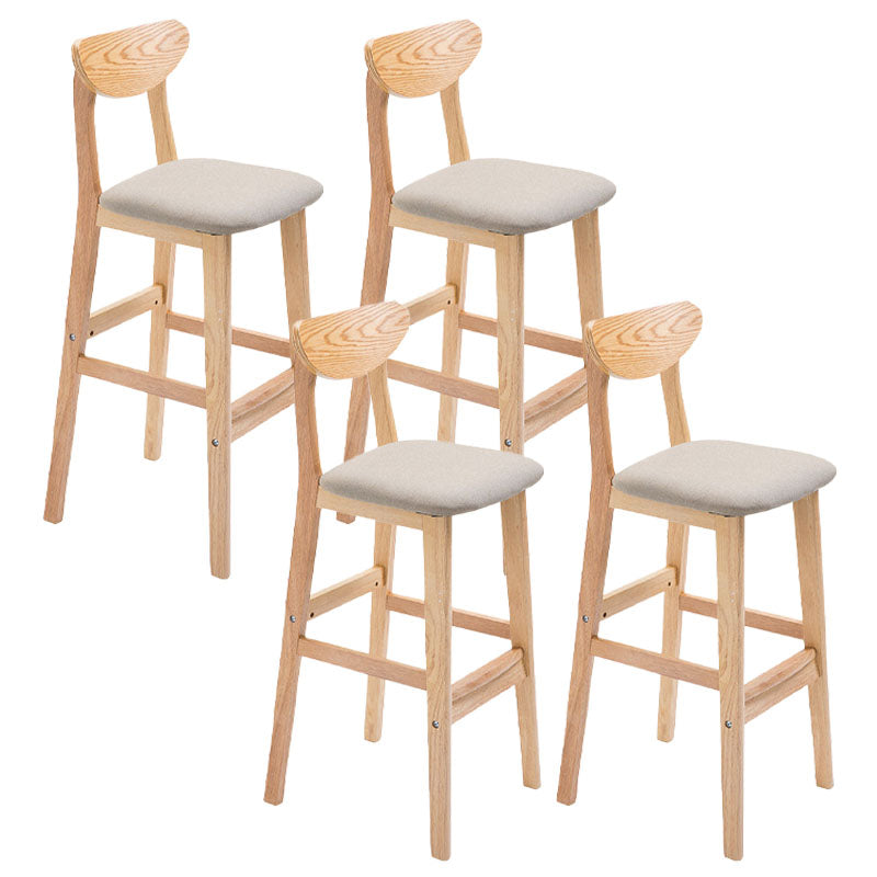 Scandinavian Milk Tea Shop Footrest Stool Matte Finish Solid Wood Bar Stool Khaki 4 Piece Set Clearhalo 'Bar Furniture' 'Bar Stools' 'bar_stools' 'furn' 'furn_bar_stools' 'Furniture' 'furniture_bar_stools' 'Kitchen & Dining Furniture' 4875656