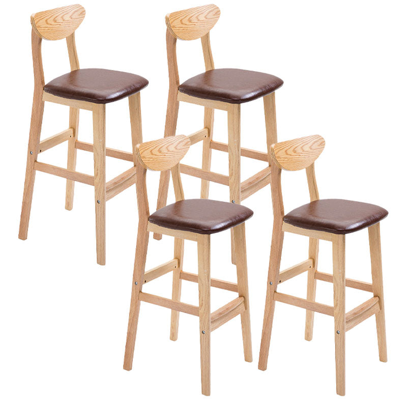 Scandinavian Milk Tea Shop Footrest Stool Matte Finish Solid Wood Bar Stool Brown 4 Piece Set Clearhalo 'Bar Furniture' 'Bar Stools' 'bar_stools' 'furn' 'furn_bar_stools' 'Furniture' 'furniture_bar_stools' 'Kitchen & Dining Furniture' 4875657