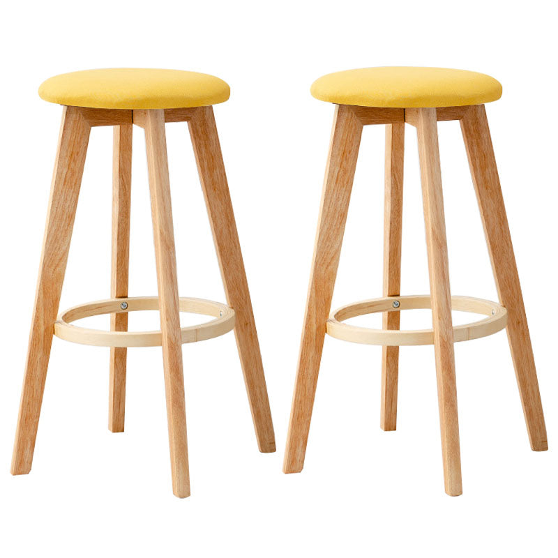Scandinavian Matte Finish Solid Wood Bar Stool Restaurant Footrest Stool Light Yellow 2 Piece Set Clearhalo 'Bar Furniture' 'Bar Stools' 'bar_stools' 'furn' 'furn_bar_stools' 'Furniture' 'furniture_bar_stools' 'Kitchen & Dining Furniture' 4875667