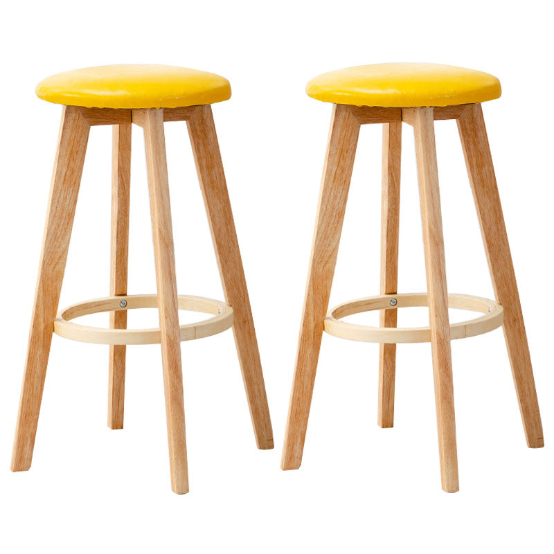 Scandinavian Matte Finish Solid Wood Bar Stool Restaurant Footrest Stool Yellow 2 Piece Set Clearhalo 'Bar Furniture' 'Bar Stools' 'bar_stools' 'furn' 'furn_bar_stools' 'Furniture' 'furniture_bar_stools' 'Kitchen & Dining Furniture' 4875669