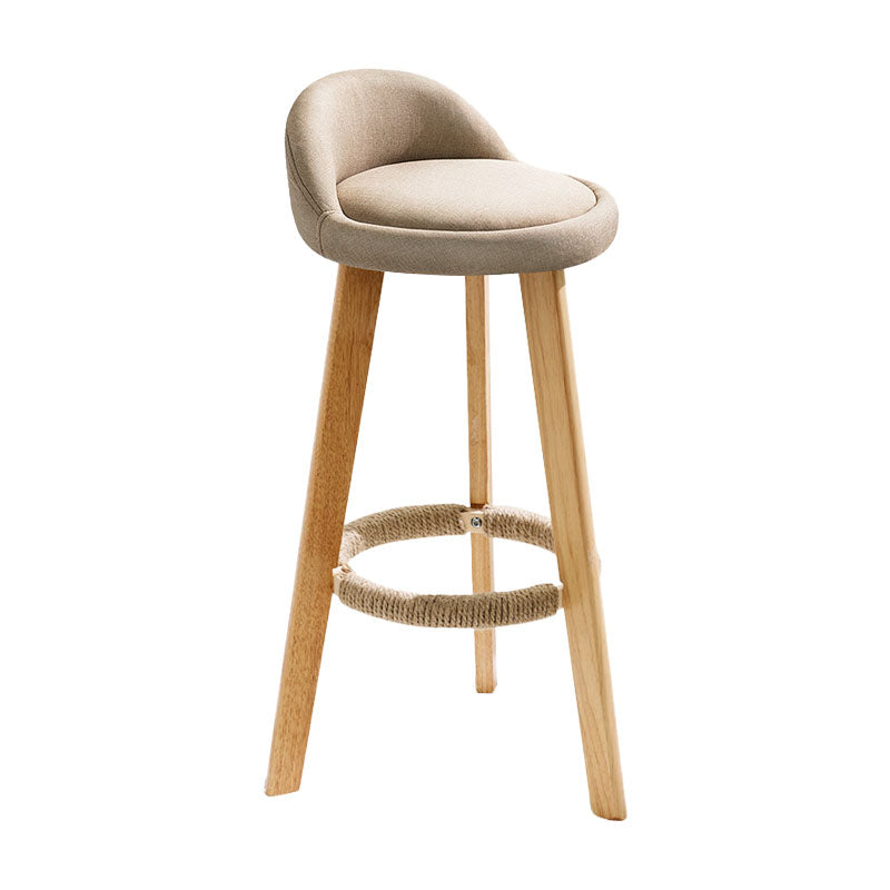 Scandinavian Restaurant Footrest Stool Matte Finish Upholstered Bar Stools Khaki 1 Piece Clearhalo 'Bar Furniture' 'Bar Stools' 'bar_stools' 'furn' 'furn_bar_stools' 'Furniture' 'furniture_bar_stools' 'Kitchen & Dining Furniture' 4875694