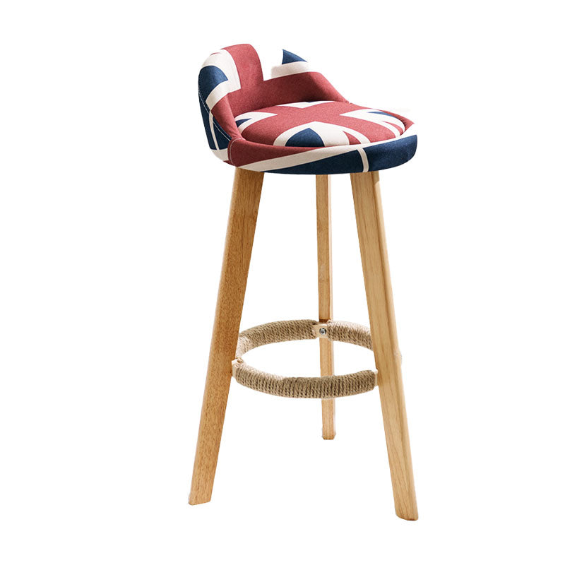 Scandinavian Restaurant Footrest Stool Matte Finish Upholstered Bar Stools Red-White-Blue 1 Piece Clearhalo 'Bar Furniture' 'Bar Stools' 'bar_stools' 'furn' 'furn_bar_stools' 'Furniture' 'furniture_bar_stools' 'Kitchen & Dining Furniture' 4875701