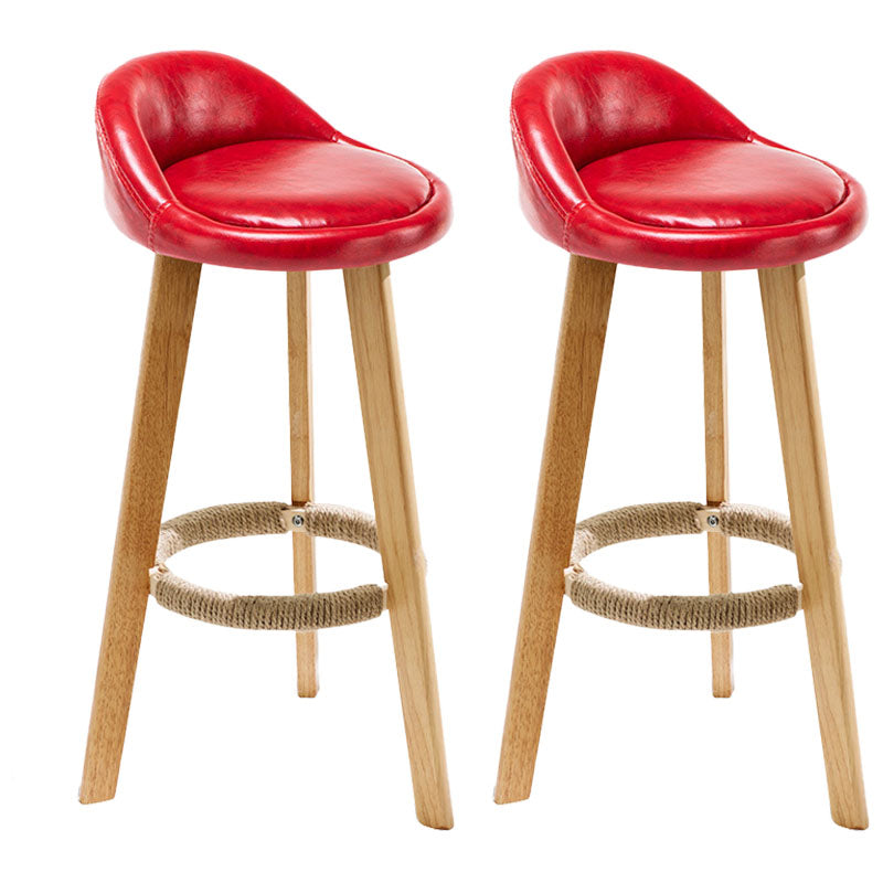 Scandinavian Restaurant Footrest Stool Matte Finish Upholstered Bar Stools Red 2 Piece Set Clearhalo 'Bar Furniture' 'Bar Stools' 'bar_stools' 'furn' 'furn_bar_stools' 'Furniture' 'furniture_bar_stools' 'Kitchen & Dining Furniture' 4875705