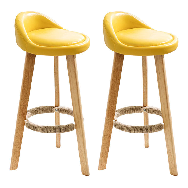 Scandinavian Restaurant Footrest Stool Matte Finish Upholstered Bar Stools Yellow 2 Piece Set Clearhalo 'Bar Furniture' 'Bar Stools' 'bar_stools' 'furn' 'furn_bar_stools' 'Furniture' 'furniture_bar_stools' 'Kitchen & Dining Furniture' 4875711