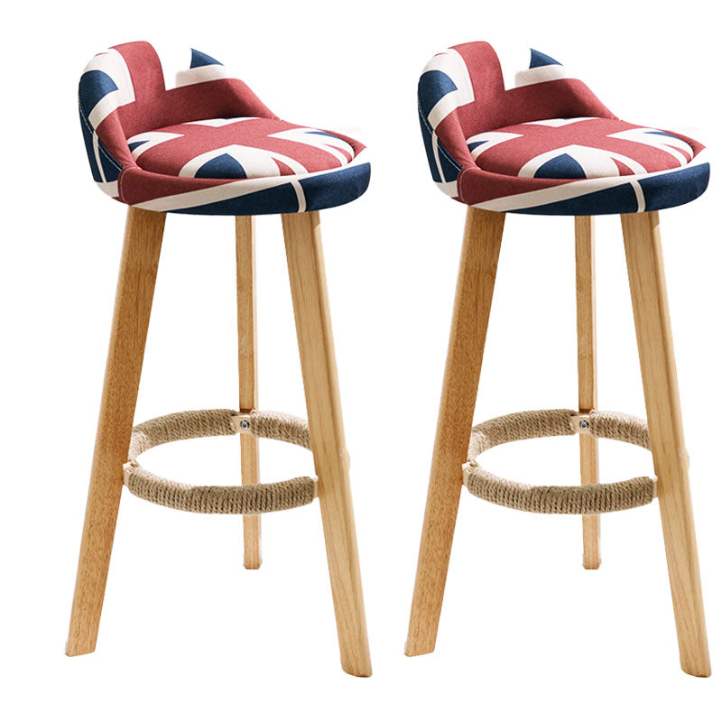 Scandinavian Restaurant Footrest Stool Matte Finish Upholstered Bar Stools Red-White-Blue 2 Piece Set Clearhalo 'Bar Furniture' 'Bar Stools' 'bar_stools' 'furn' 'furn_bar_stools' 'Furniture' 'furniture_bar_stools' 'Kitchen & Dining Furniture' 4875713
