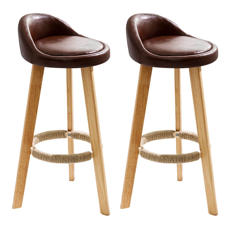 Scandinavian Restaurant Footrest Stool Matte Finish Upholstered Bar Stools Brown 2 Piece Set Clearhalo 'Bar Furniture' 'Bar Stools' 'bar_stools' 'furn' 'furn_bar_stools' 'Furniture' 'furniture_bar_stools' 'Kitchen & Dining Furniture' 4875714