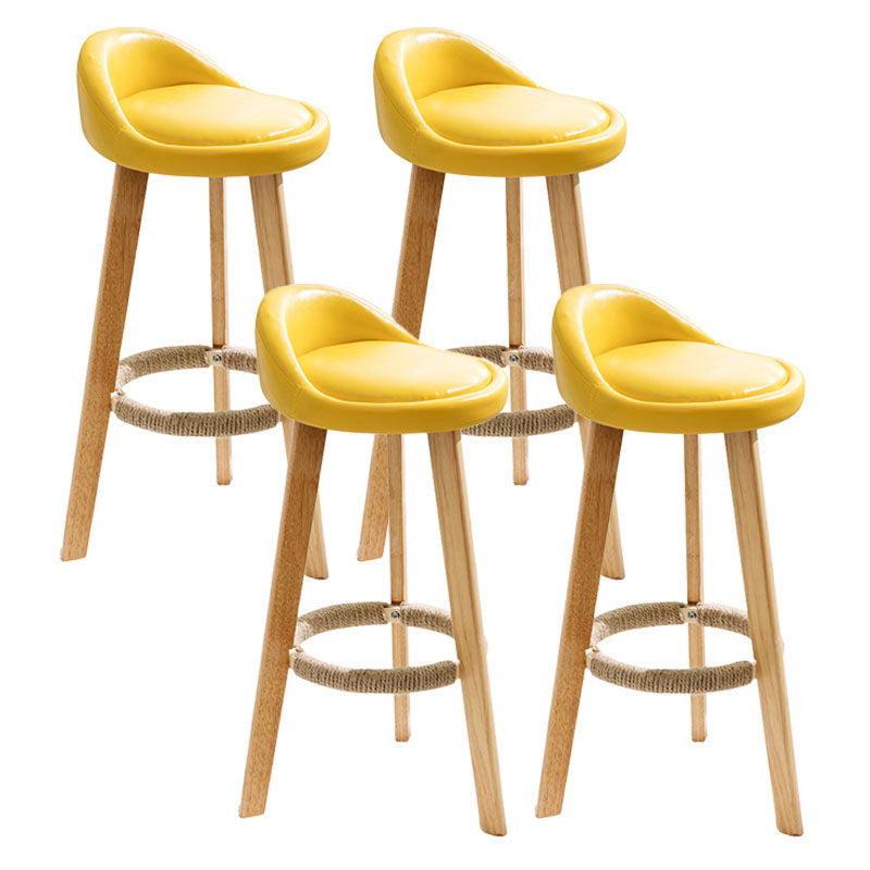 Scandinavian Restaurant Footrest Stool Matte Finish Upholstered Bar Stools Yellow 4 Piece Set Clearhalo 'Bar Furniture' 'Bar Stools' 'bar_stools' 'furn' 'furn_bar_stools' 'Furniture' 'furniture_bar_stools' 'Kitchen & Dining Furniture' 4875723