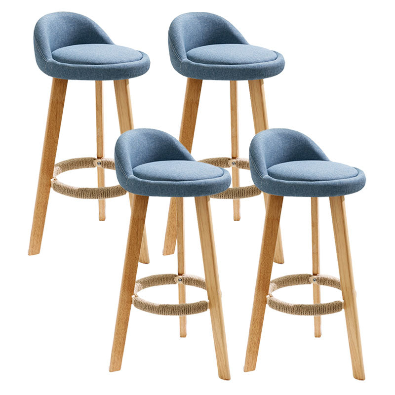 Scandinavian Restaurant Footrest Stool Matte Finish Upholstered Bar Stools Blue 4 Piece Set Clearhalo 'Bar Furniture' 'Bar Stools' 'bar_stools' 'furn' 'furn_bar_stools' 'Furniture' 'furniture_bar_stools' 'Kitchen & Dining Furniture' 4875724