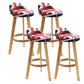Scandinavian Restaurant Footrest Stool Matte Finish Upholstered Bar Stools Red-White-Blue 4 Piece Set Clearhalo 'Bar Furniture' 'Bar Stools' 'bar_stools' 'furn' 'furn_bar_stools' 'Furniture' 'furniture_bar_stools' 'Kitchen & Dining Furniture' 4875725