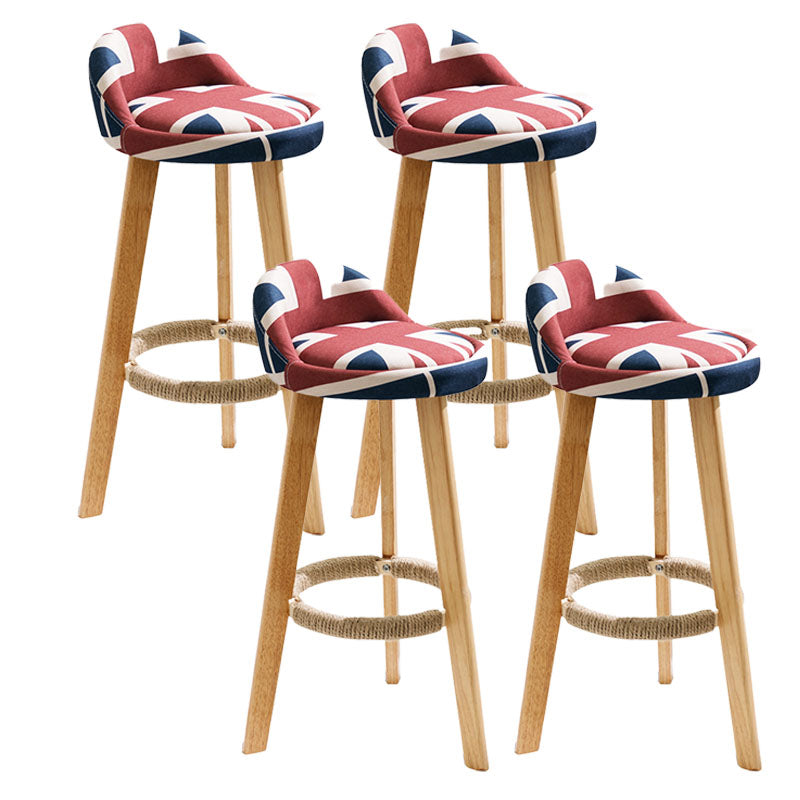 Scandinavian Restaurant Footrest Stool Matte Finish Upholstered Bar Stools Red-White-Blue 4 Piece Set Clearhalo 'Bar Furniture' 'Bar Stools' 'bar_stools' 'furn' 'furn_bar_stools' 'Furniture' 'furniture_bar_stools' 'Kitchen & Dining Furniture' 4875725