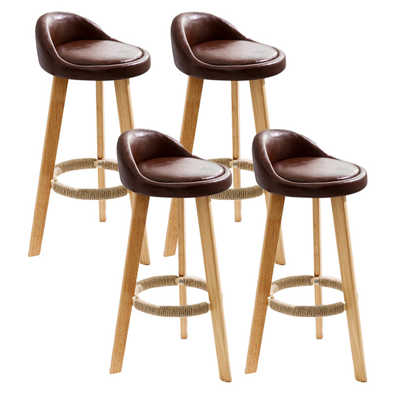 Scandinavian Restaurant Footrest Stool Matte Finish Upholstered Bar Stools Brown 4 Piece Set Clearhalo 'Bar Furniture' 'Bar Stools' 'bar_stools' 'furn' 'furn_bar_stools' 'Furniture' 'furniture_bar_stools' 'Kitchen & Dining Furniture' 4875726