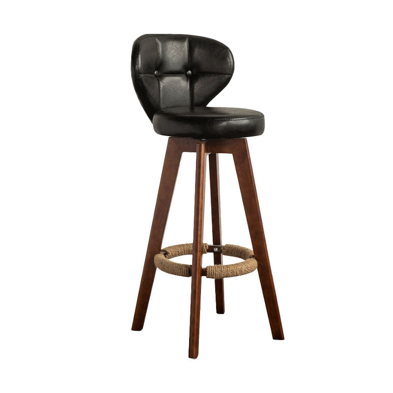 Modern Rubberwood Solid Wood Bar Stool Matte Finish Home Stool Black Brown 1 Piece Clearhalo 'Bar Furniture' 'Bar Stools' 'bar_stools' 'furn' 'furn_bar_stools' 'Furniture' 'furniture_bar_stools' 'Kitchen & Dining Furniture' 4875733