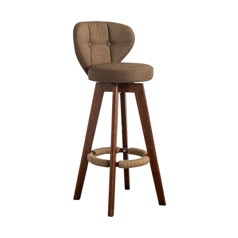 Modern Rubberwood Solid Wood Bar Stool Matte Finish Home Stool Light Brown Brown 1 Piece Clearhalo 'Bar Furniture' 'Bar Stools' 'bar_stools' 'furn' 'furn_bar_stools' 'Furniture' 'furniture_bar_stools' 'Kitchen & Dining Furniture' 4875740