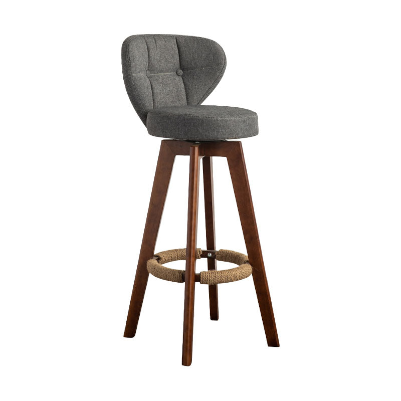 Modern Rubberwood Solid Wood Bar Stool Matte Finish Home Stool Smoke Gray Brown 1 Piece Clearhalo 'Bar Furniture' 'Bar Stools' 'bar_stools' 'furn' 'furn_bar_stools' 'Furniture' 'furniture_bar_stools' 'Kitchen & Dining Furniture' 4875742