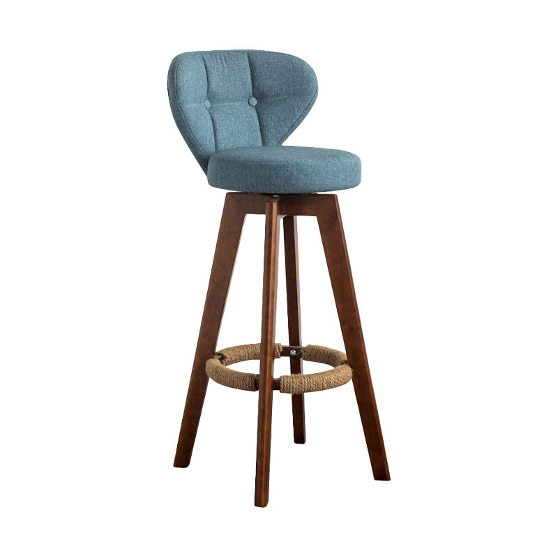 Modern Rubberwood Solid Wood Bar Stool Matte Finish Home Stool Blue Brown 1 Piece Clearhalo 'Bar Furniture' 'Bar Stools' 'bar_stools' 'furn' 'furn_bar_stools' 'Furniture' 'furniture_bar_stools' 'Kitchen & Dining Furniture' 4875744