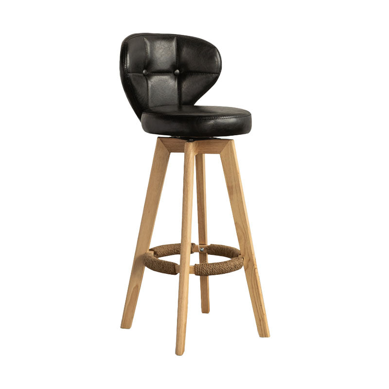 Modern Rubberwood Solid Wood Bar Stool Matte Finish Home Stool Black Natural 1 Piece Clearhalo 'Bar Furniture' 'Bar Stools' 'bar_stools' 'furn' 'furn_bar_stools' 'Furniture' 'furniture_bar_stools' 'Kitchen & Dining Furniture' 4875748