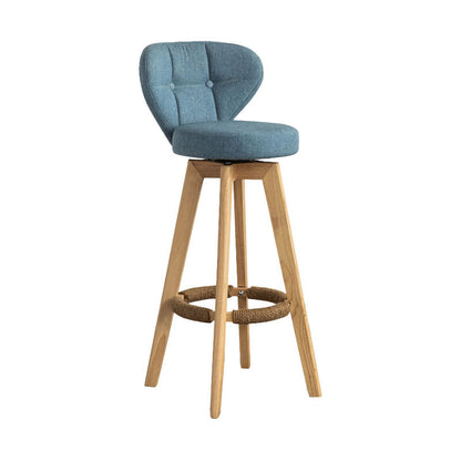 Modern Rubberwood Solid Wood Bar Stool Matte Finish Home Stool Blue Natural 1 Piece Clearhalo 'Bar Furniture' 'Bar Stools' 'bar_stools' 'furn' 'furn_bar_stools' 'Furniture' 'furniture_bar_stools' 'Kitchen & Dining Furniture' 4875754