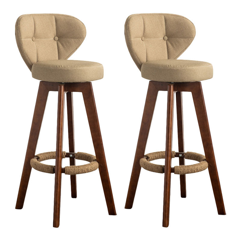 Modern Rubberwood Solid Wood Bar Stool Matte Finish Home Stool Khaki Brown 2 Piece Set Clearhalo 'Bar Furniture' 'Bar Stools' 'bar_stools' 'furn' 'furn_bar_stools' 'Furniture' 'furniture_bar_stools' 'Kitchen & Dining Furniture' 4875756