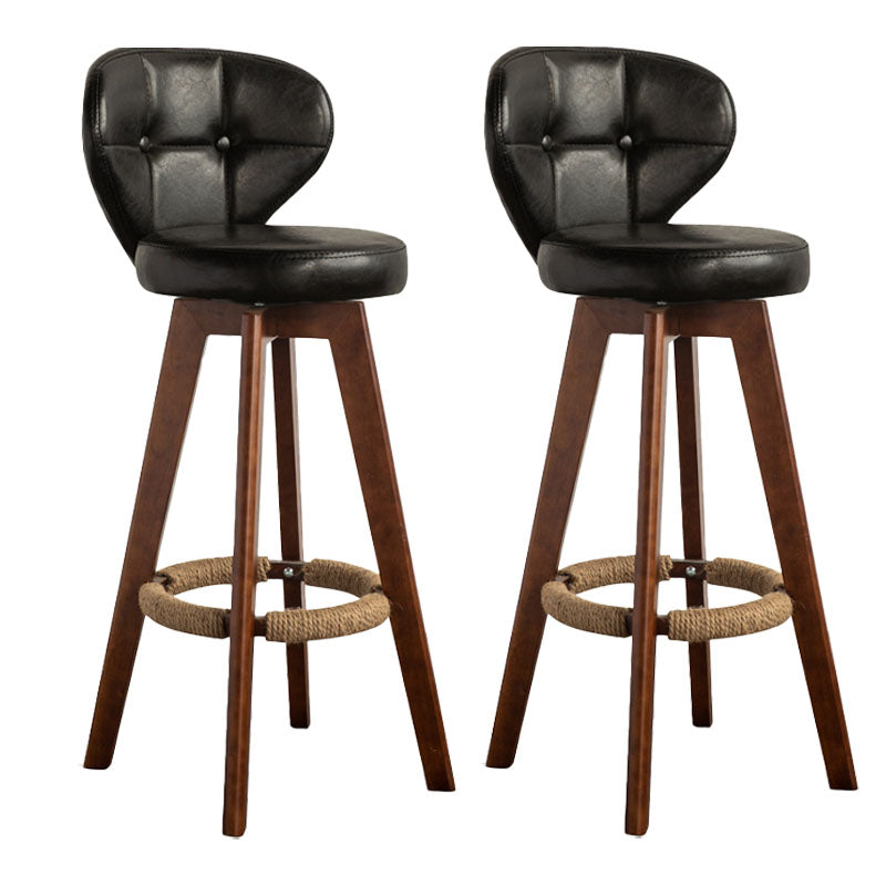 Modern Rubberwood Solid Wood Bar Stool Matte Finish Home Stool Black Brown 2 Piece Set Clearhalo 'Bar Furniture' 'Bar Stools' 'bar_stools' 'furn' 'furn_bar_stools' 'Furniture' 'furniture_bar_stools' 'Kitchen & Dining Furniture' 4875758