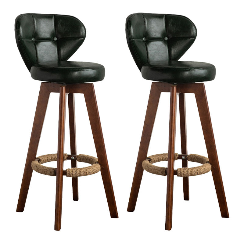 Modern Rubberwood Solid Wood Bar Stool Matte Finish Home Stool Blackish Green Brown 2 Piece Set Clearhalo 'Bar Furniture' 'Bar Stools' 'bar_stools' 'furn' 'furn_bar_stools' 'Furniture' 'furniture_bar_stools' 'Kitchen & Dining Furniture' 4875759