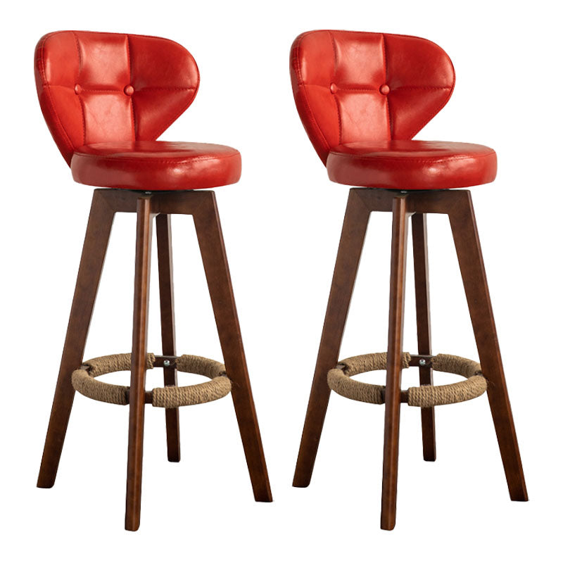 Modern Rubberwood Solid Wood Bar Stool Matte Finish Home Stool Red Brown 2 Piece Set Clearhalo 'Bar Furniture' 'Bar Stools' 'bar_stools' 'furn' 'furn_bar_stools' 'Furniture' 'furniture_bar_stools' 'Kitchen & Dining Furniture' 4875760