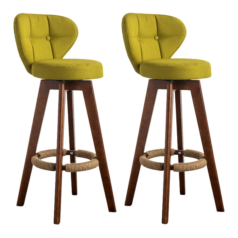 Modern Rubberwood Solid Wood Bar Stool Matte Finish Home Stool Green Brown 2 Piece Set Clearhalo 'Bar Furniture' 'Bar Stools' 'bar_stools' 'furn' 'furn_bar_stools' 'Furniture' 'furniture_bar_stools' 'Kitchen & Dining Furniture' 4875761