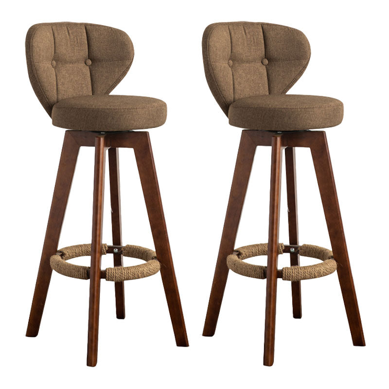 Modern Rubberwood Solid Wood Bar Stool Matte Finish Home Stool Light Brown Brown 2 Piece Set Clearhalo 'Bar Furniture' 'Bar Stools' 'bar_stools' 'furn' 'furn_bar_stools' 'Furniture' 'furniture_bar_stools' 'Kitchen & Dining Furniture' 4875762