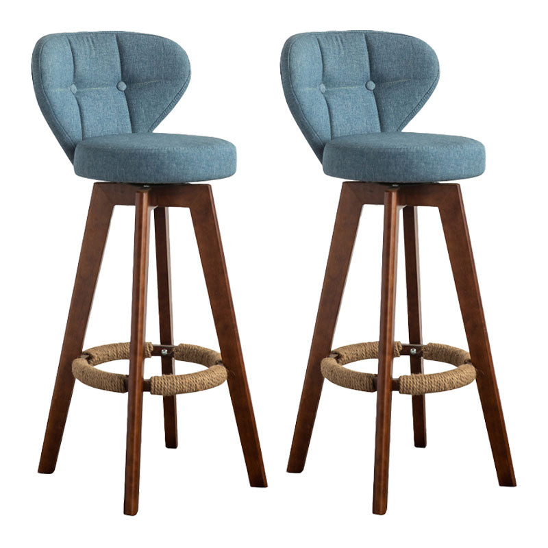 Modern Rubberwood Solid Wood Bar Stool Matte Finish Home Stool Blue Brown 2 Piece Set Clearhalo 'Bar Furniture' 'Bar Stools' 'bar_stools' 'furn' 'furn_bar_stools' 'Furniture' 'furniture_bar_stools' 'Kitchen & Dining Furniture' 4875764