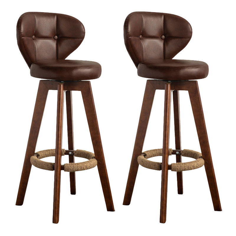 Modern Rubberwood Solid Wood Bar Stool Matte Finish Home Stool Brown Brown 2 Piece Set Clearhalo 'Bar Furniture' 'Bar Stools' 'bar_stools' 'furn' 'furn_bar_stools' 'Furniture' 'furniture_bar_stools' 'Kitchen & Dining Furniture' 4875765