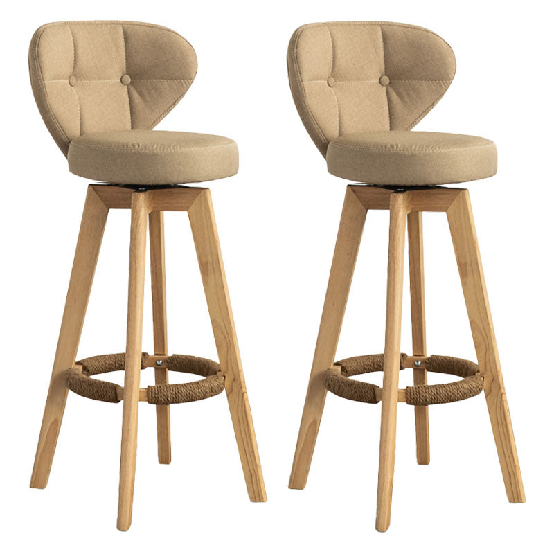 Modern Rubberwood Solid Wood Bar Stool Matte Finish Home Stool Khaki Natural 2 Piece Set Clearhalo 'Bar Furniture' 'Bar Stools' 'bar_stools' 'furn' 'furn_bar_stools' 'Furniture' 'furniture_bar_stools' 'Kitchen & Dining Furniture' 4875766