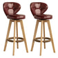 Modern Rubberwood Solid Wood Bar Stool Matte Finish Home Stool Crimson Natural 2 Piece Set Clearhalo 'Bar Furniture' 'Bar Stools' 'bar_stools' 'furn' 'furn_bar_stools' 'Furniture' 'furniture_bar_stools' 'Kitchen & Dining Furniture' 4875767