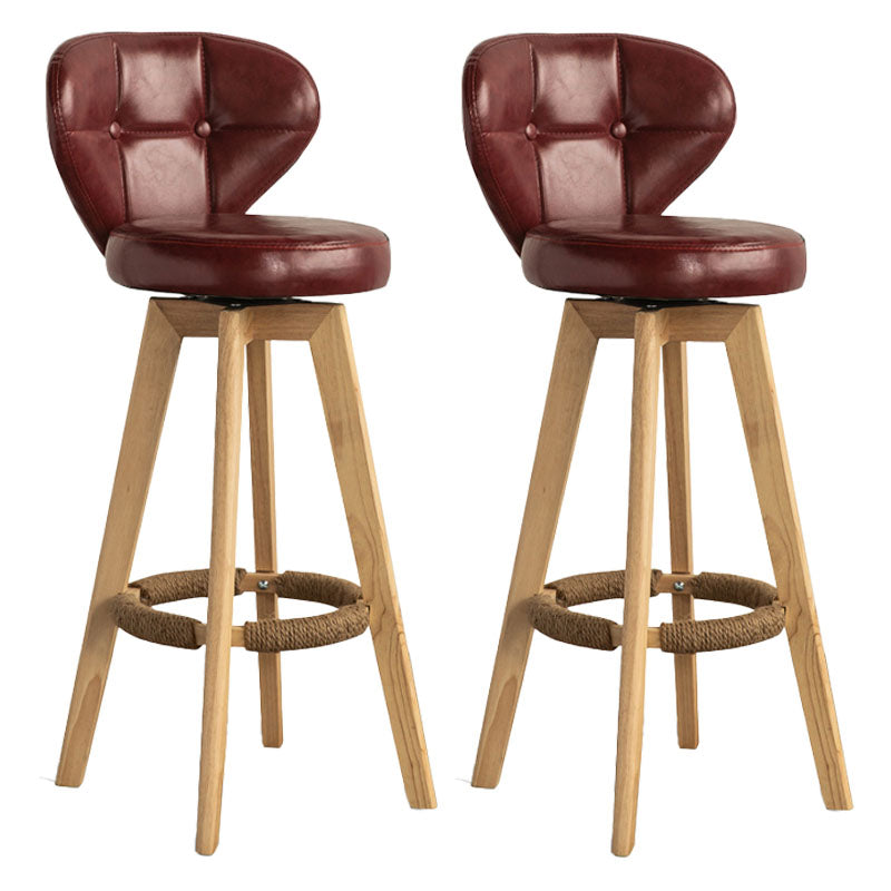 Modern Rubberwood Solid Wood Bar Stool Matte Finish Home Stool Crimson Natural 2 Piece Set Clearhalo 'Bar Furniture' 'Bar Stools' 'bar_stools' 'furn' 'furn_bar_stools' 'Furniture' 'furniture_bar_stools' 'Kitchen & Dining Furniture' 4875767