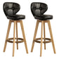 Modern Rubberwood Solid Wood Bar Stool Matte Finish Home Stool Black Natural 2 Piece Set Clearhalo 'Bar Furniture' 'Bar Stools' 'bar_stools' 'furn' 'furn_bar_stools' 'Furniture' 'furniture_bar_stools' 'Kitchen & Dining Furniture' 4875768