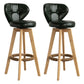 Modern Rubberwood Solid Wood Bar Stool Matte Finish Home Stool Blackish Green Natural 2 Piece Set Clearhalo 'Bar Furniture' 'Bar Stools' 'bar_stools' 'furn' 'furn_bar_stools' 'Furniture' 'furniture_bar_stools' 'Kitchen & Dining Furniture' 4875769