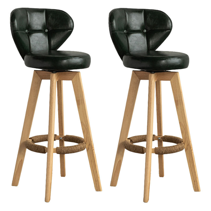 Modern Rubberwood Solid Wood Bar Stool Matte Finish Home Stool Blackish Green Natural 2 Piece Set Clearhalo 'Bar Furniture' 'Bar Stools' 'bar_stools' 'furn' 'furn_bar_stools' 'Furniture' 'furniture_bar_stools' 'Kitchen & Dining Furniture' 4875769