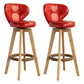 Modern Rubberwood Solid Wood Bar Stool Matte Finish Home Stool Red Natural 2 Piece Set Clearhalo 'Bar Furniture' 'Bar Stools' 'bar_stools' 'furn' 'furn_bar_stools' 'Furniture' 'furniture_bar_stools' 'Kitchen & Dining Furniture' 4875770