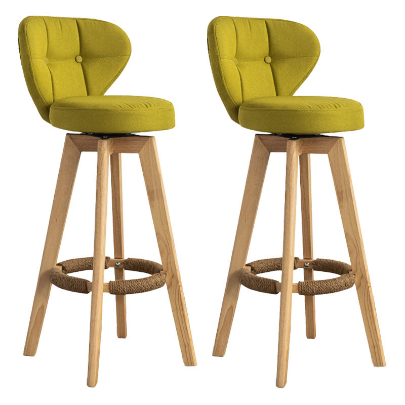 Modern Rubberwood Solid Wood Bar Stool Matte Finish Home Stool Green Natural 2 Piece Set Clearhalo 'Bar Furniture' 'Bar Stools' 'bar_stools' 'furn' 'furn_bar_stools' 'Furniture' 'furniture_bar_stools' 'Kitchen & Dining Furniture' 4875771