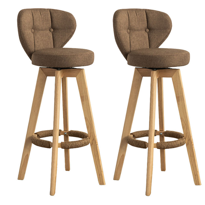 Modern Rubberwood Solid Wood Bar Stool Matte Finish Home Stool Coffee Natural 2 Piece Set Clearhalo 'Bar Furniture' 'Bar Stools' 'bar_stools' 'furn' 'furn_bar_stools' 'Furniture' 'furniture_bar_stools' 'Kitchen & Dining Furniture' 4875772