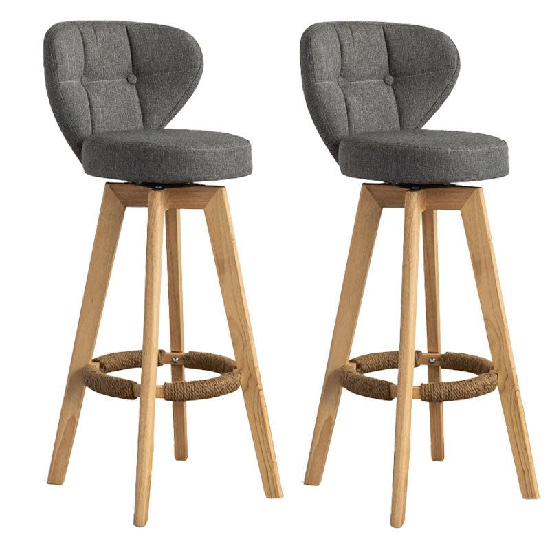 Modern Rubberwood Solid Wood Bar Stool Matte Finish Home Stool Smoke Gray Natural 2 Piece Set Clearhalo 'Bar Furniture' 'Bar Stools' 'bar_stools' 'furn' 'furn_bar_stools' 'Furniture' 'furniture_bar_stools' 'Kitchen & Dining Furniture' 4875773