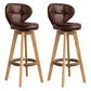 Modern Rubberwood Solid Wood Bar Stool Matte Finish Home Stool Brown Natural 2 Piece Set Clearhalo 'Bar Furniture' 'Bar Stools' 'bar_stools' 'furn' 'furn_bar_stools' 'Furniture' 'furniture_bar_stools' 'Kitchen & Dining Furniture' 4875775