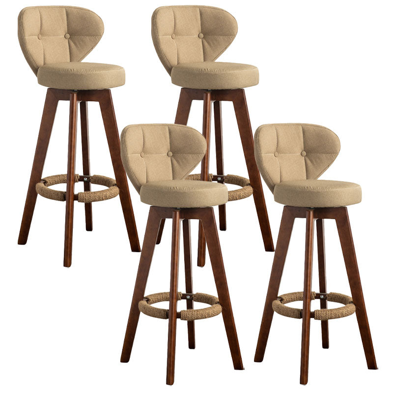 Modern Rubberwood Solid Wood Bar Stool Matte Finish Home Stool Khaki Brown 4 Piece Set Clearhalo 'Bar Furniture' 'Bar Stools' 'bar_stools' 'furn' 'furn_bar_stools' 'Furniture' 'furniture_bar_stools' 'Kitchen & Dining Furniture' 4875776
