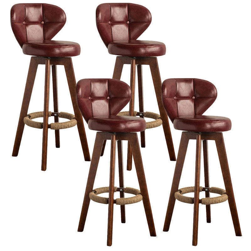 Modern Rubberwood Solid Wood Bar Stool Matte Finish Home Stool Crimson Brown 4 Piece Set Clearhalo 'Bar Furniture' 'Bar Stools' 'bar_stools' 'furn' 'furn_bar_stools' 'Furniture' 'furniture_bar_stools' 'Kitchen & Dining Furniture' 4875777